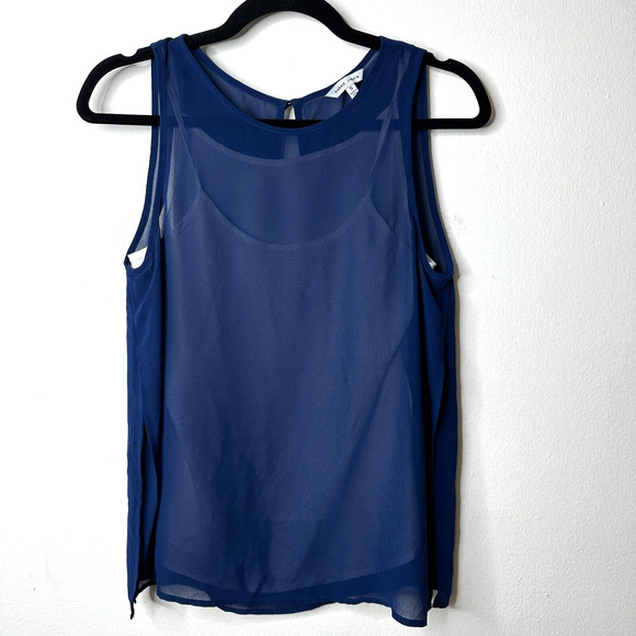 Naked Zebra Flowy Sheer Blue Sleeveless Overtop With White Cami Underneath S - Picture 2 of 11